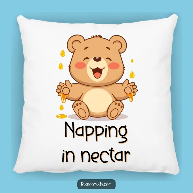 Funny Bear Catching Honey Pillow: Cuddle Up with Sweet Comfort