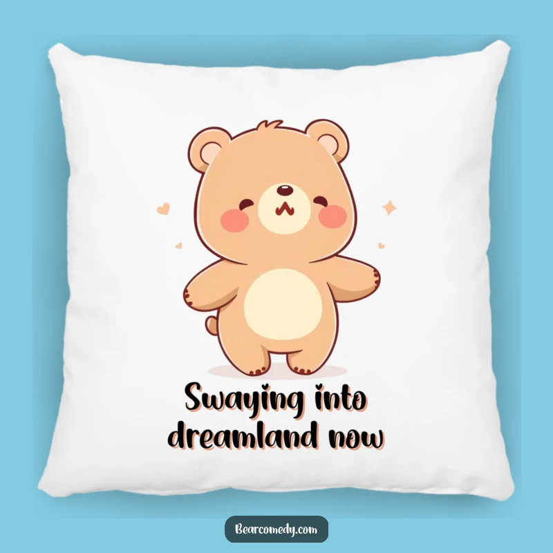 Funny Bear Pillow - Cheerful Breeze Dance Comfort, Cozy Hum Humor