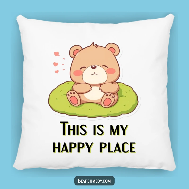 Funny Bear Pillow - Happy Sigh Comfort, Cozy Bed Lounge Accent