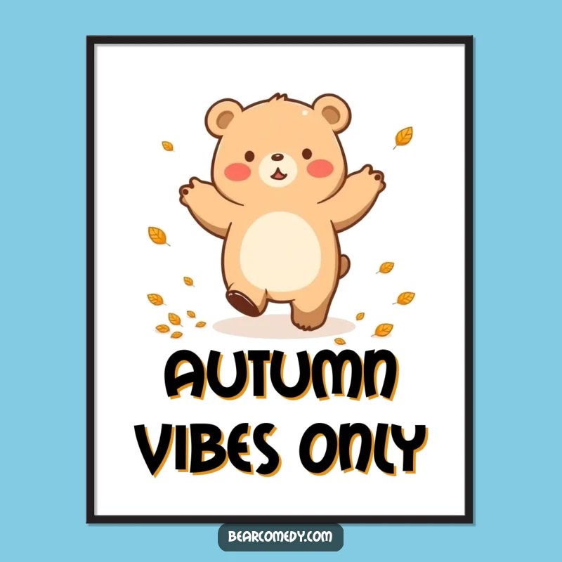 Funny Autumn Bear Dance Digital Art: Instant Fall Joy & Hilarious Vibes