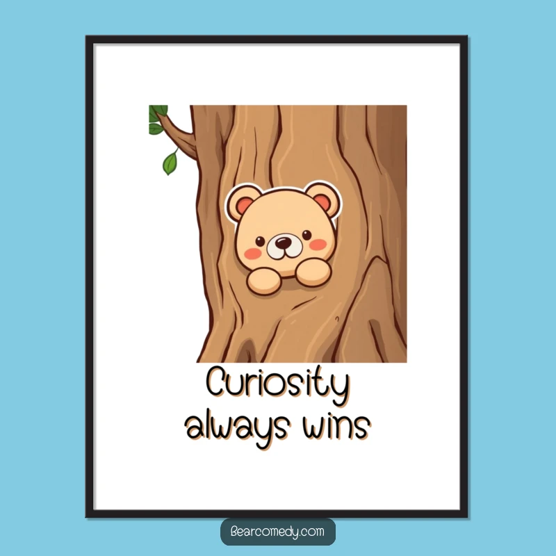 Funny Curious Bear Peeking Digital Art - Bring Playful Intrigue to Your Space Instantly!