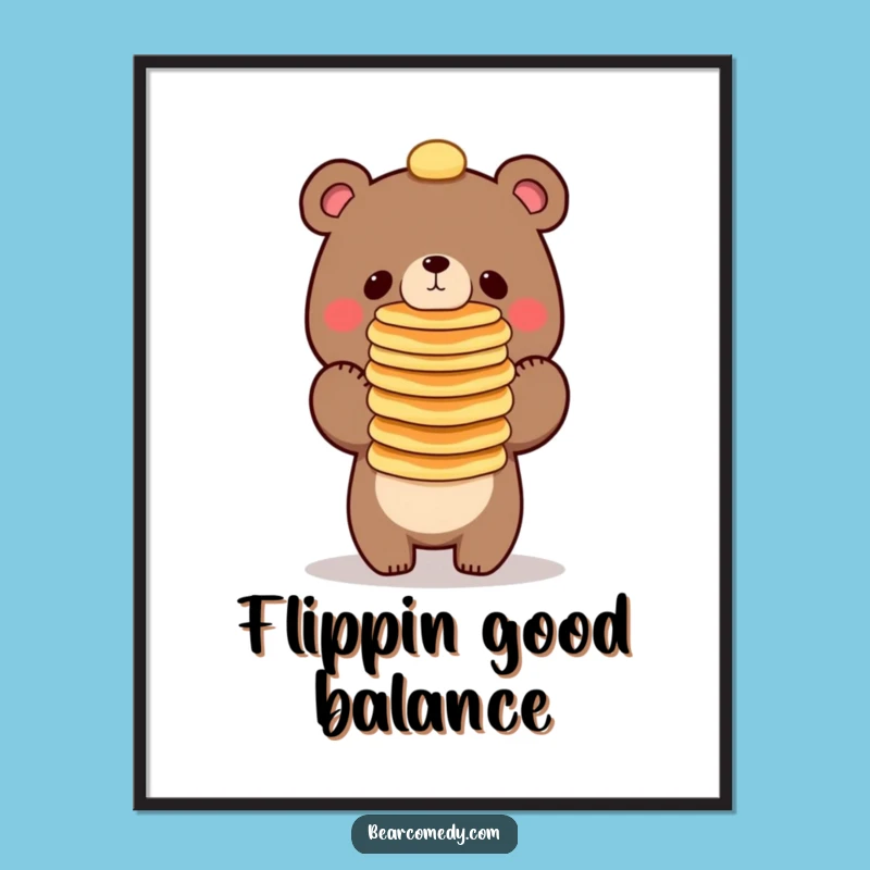 Funny Bear Balancing Pancakes Digital Art - Instant Breakfast Laughs