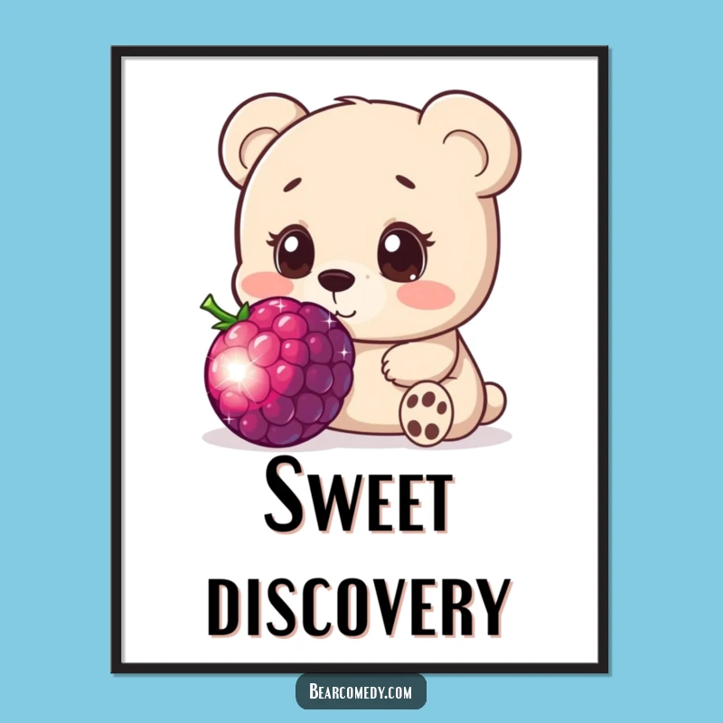Funny Bear Berry Digital Art: Curious Character Print for Innocent Decor