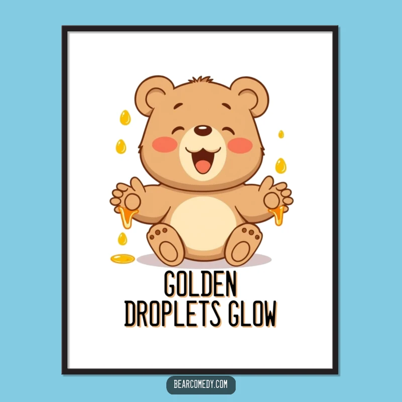 Funny Bear Catching Honey Digital Art: Instant Sweet Joy for Your Space