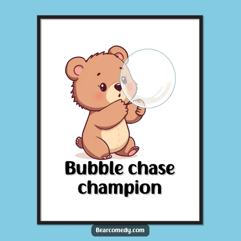 Funny Bear Cub Bubble Digital Art: Hilarious Printable Decor for Playful Spaces