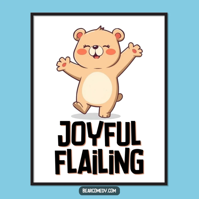 Funny Bear Dancing Digital Art: Clumsy Character Print for Humorous Walls