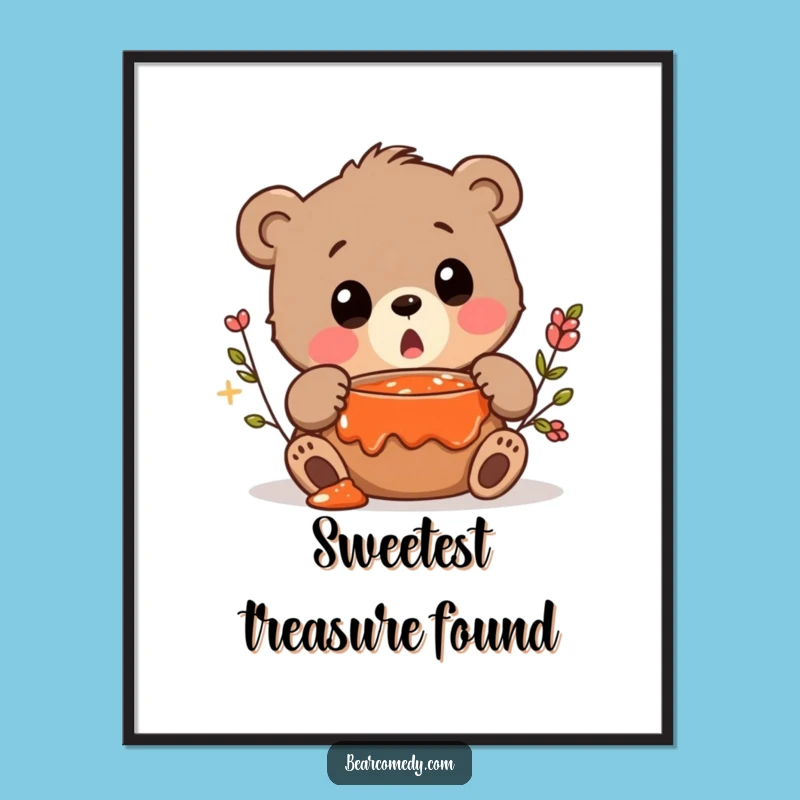 Funny Bear Digital Art - Jam Surprise, Squeak Wall Print