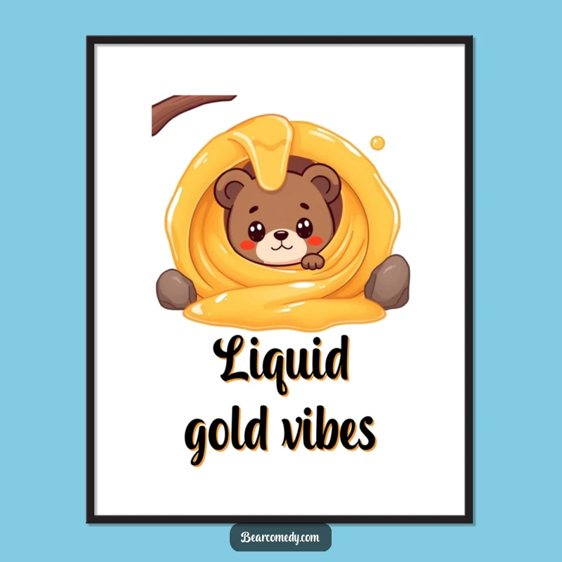 Funny Bear Honey Digital Art: High-Resolution Humor for Your Sweetest Decor, Instant Gift