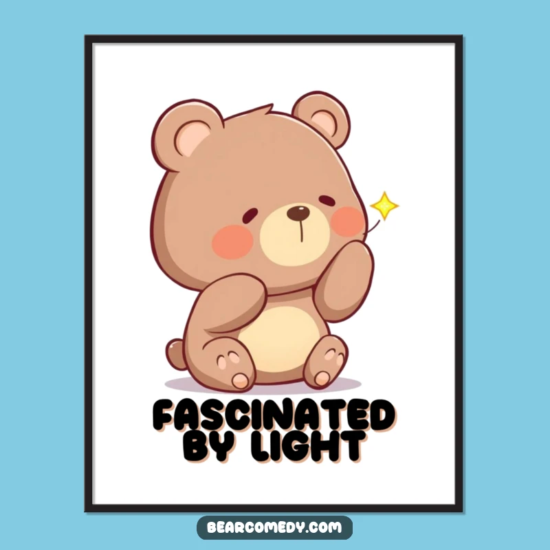 Funny Curious Bear Firefly Digital Art: Instant Nighttime Magic for Your Walls