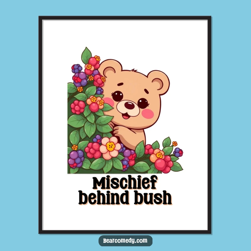 Funny Mischievous Bear Digital Art: Instant Playful Intrigue for Your Walls