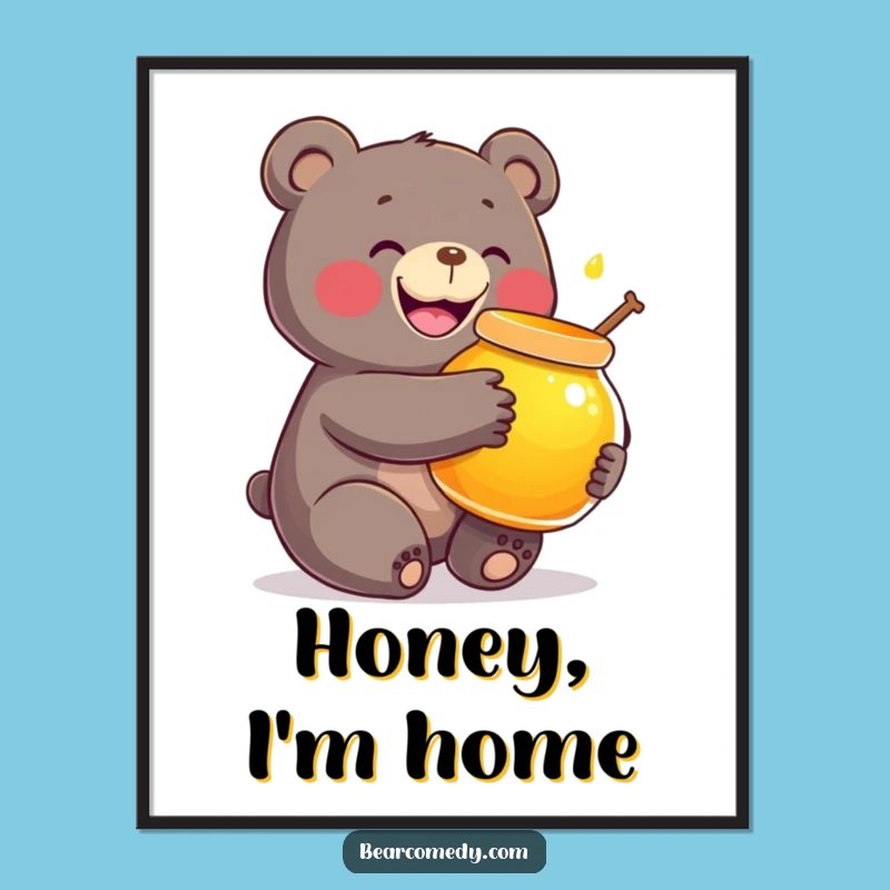 Funny Honey Bear Digital Art: Instant Joy with Hugs & Sweetness