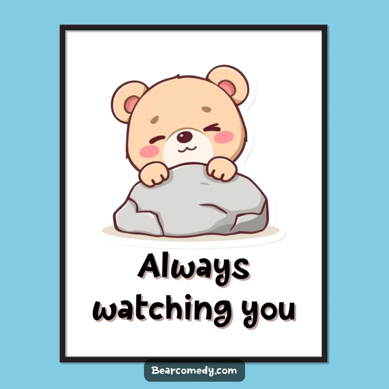 Instant Mischief Funny Mischievous Bear Wink Art: Downloadable Print