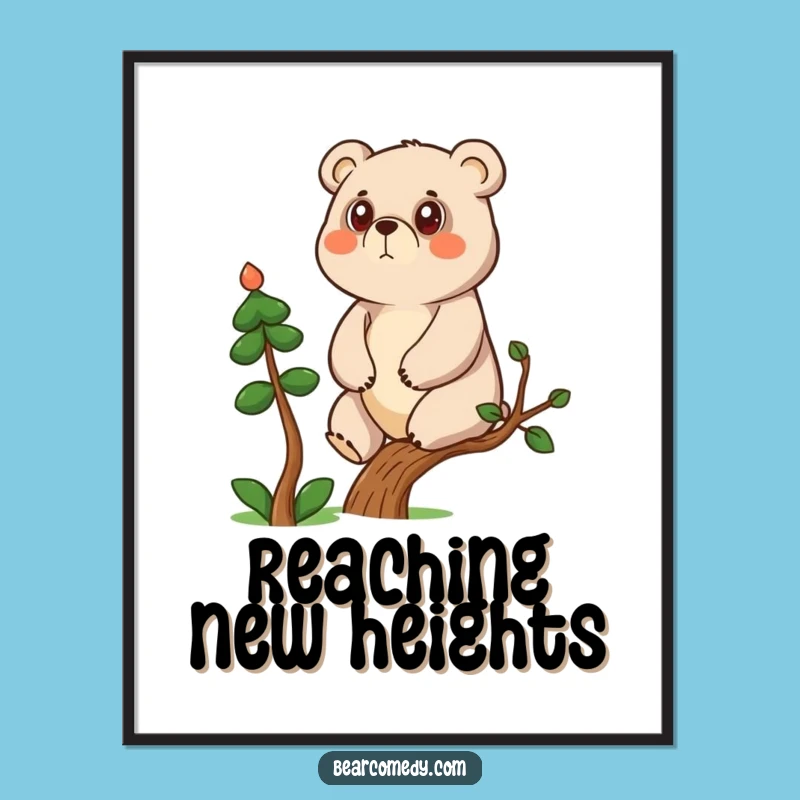 Instant Motivation Funny Determined Bear Climbing Art: Downloadable Print