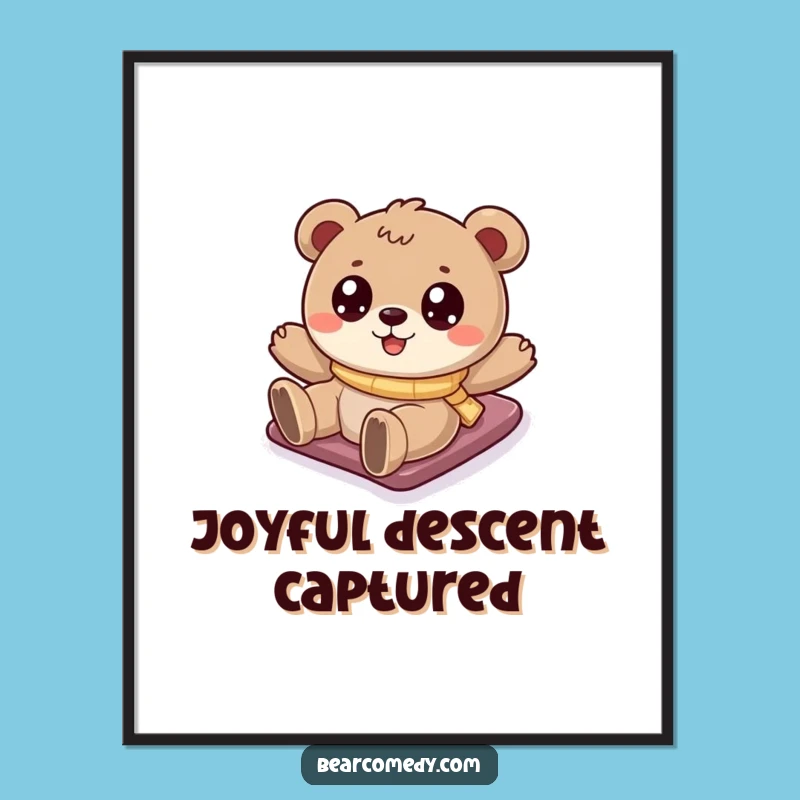 Instant Winter Cheer: Funny Bear Snowy Hill Sliding Art