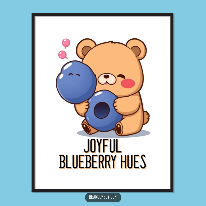Funny Blueberry Bear Digital Art Print: Instant Happiness for Your Walls Gift