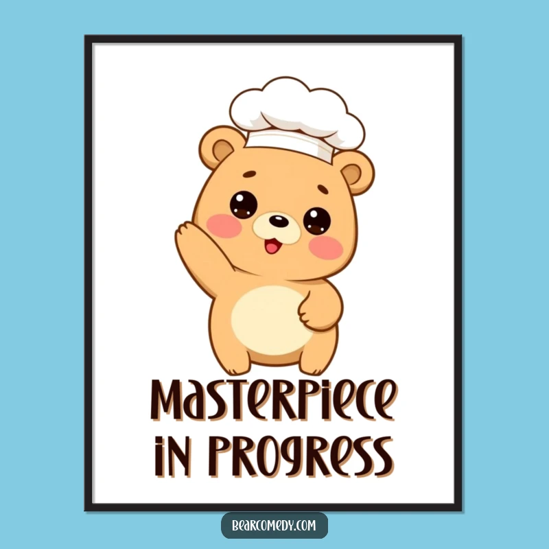 Funny Chef Bear Digital Art: High-Quality Print Of Bear Baker, Perfect Funny Gift