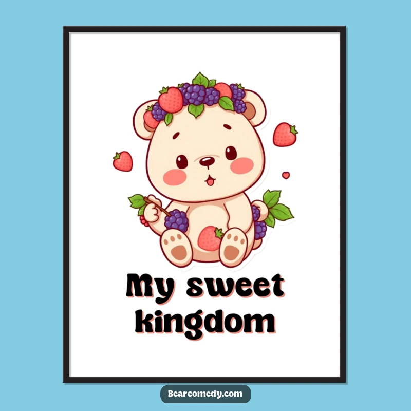 Funny Berry Crown Bear Digital Art - Bring Sweet Joy to Your Space Instantly!
