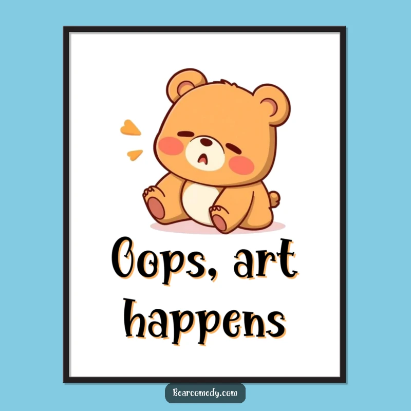Funny Oops Bear Digital Art - Instant Hilarious Stumble Download for Your Decor!