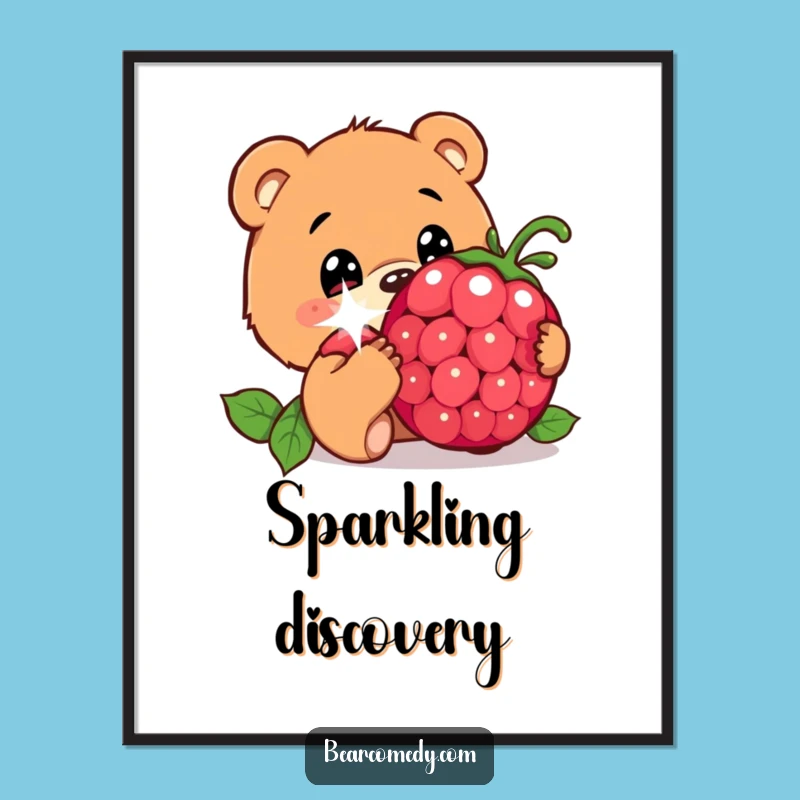 Funny Bear Berry Wonder Digital Art: Instant Charm for Your Walls