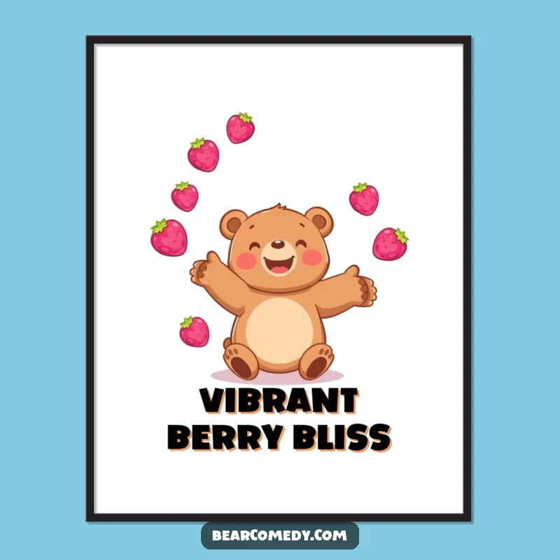 Instant Fruitful Joy: Funny Bear Juggling Berries Art