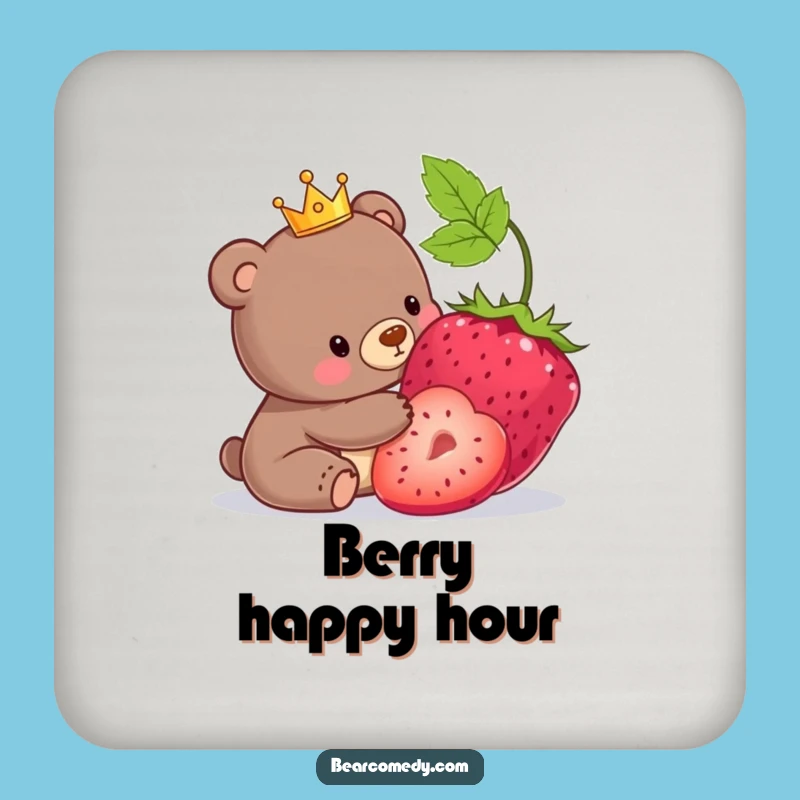 Funny Bear King Coaster: Royal Berry Design, Protect Surfaces Funny Gift