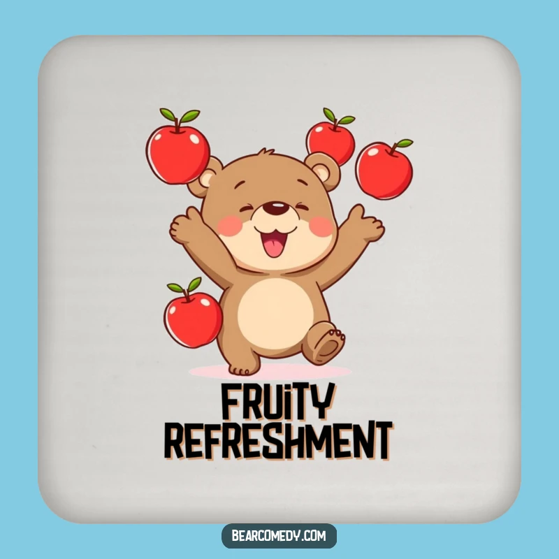 Funny Juggling Bear Drink Coaster: Protect Surfaces with Playful, Hilarious Charm