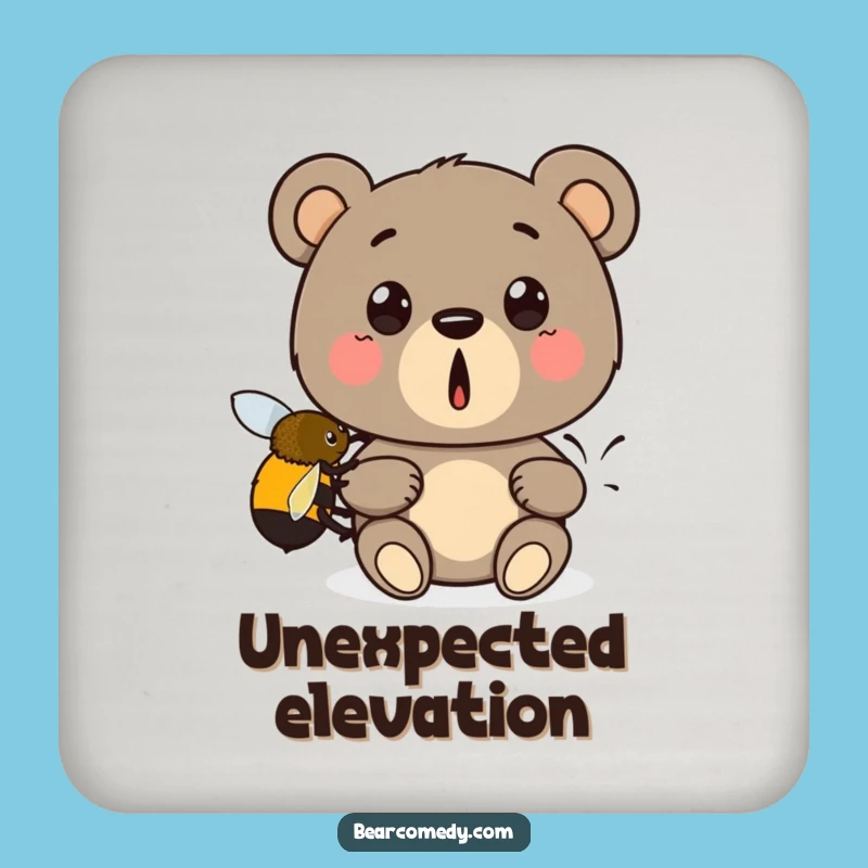 Funny Bear Bee Boost Coaster: Surprised Bear Lift, Protect Surfaces with Funny Art Gift!