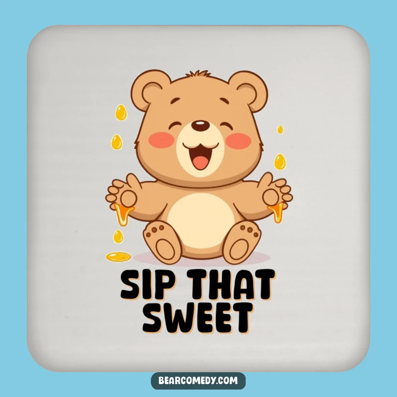 Funny Bear Catching Honey Coaster: Add Sweet Protection to Your Surfaces