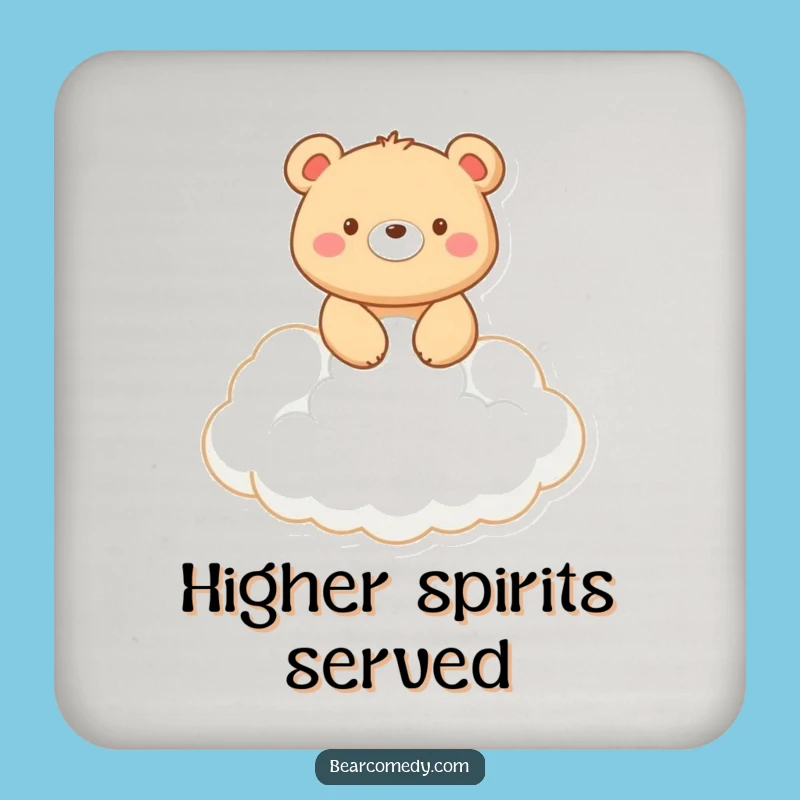 Funny Bear Cloud Rider Coaster: Smiling Bear Art, Protect Surfaces Funny Gift!