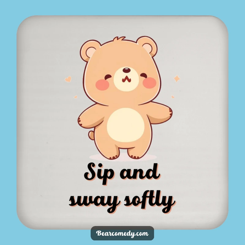Funny Bear Coaster - Cheerful Breeze Dance Art, Protect Surfaces Fun