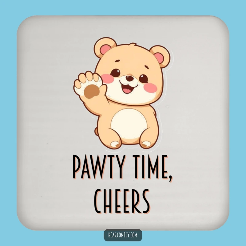 Funny Bear Coaster: Cute Character Waving Paw, Protect Surfaces with Hilarious Funny Gift