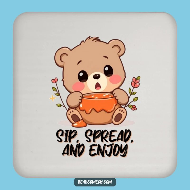 Funny Bear Coaster - Jam Discovery Art, Surprised Squeak Protection