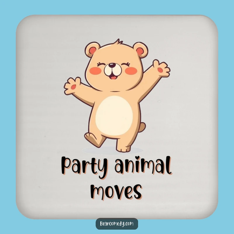 Funny Bear Dancing Coaster: Clumsy Cartoon Drink Protector for Humorous Tables