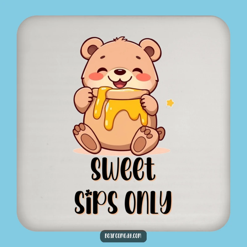 Funny Bear Honey Hug Coaster: Protect Surfaces With Cute Bear Design, Great Funny Gift