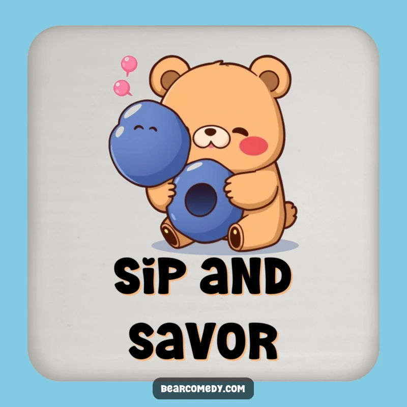 Funny Blueberry Bear Coaster: Protect Surfaces with Berry Bliss Gift