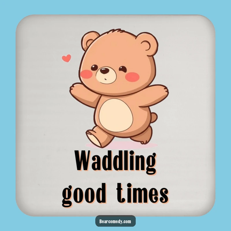 Funny Delighted Bear Waddle Coasters: Protect Surfaces with Cheer