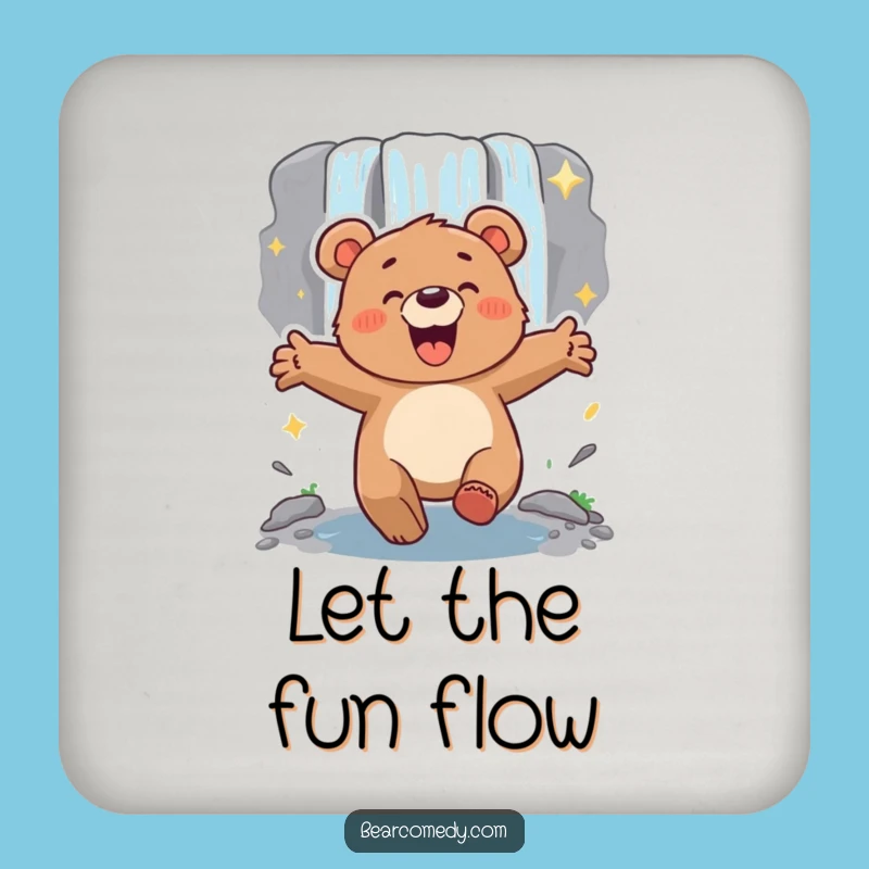 Funny Energetic Bear Waterfall Coasters - Protect Surfaces with Fun