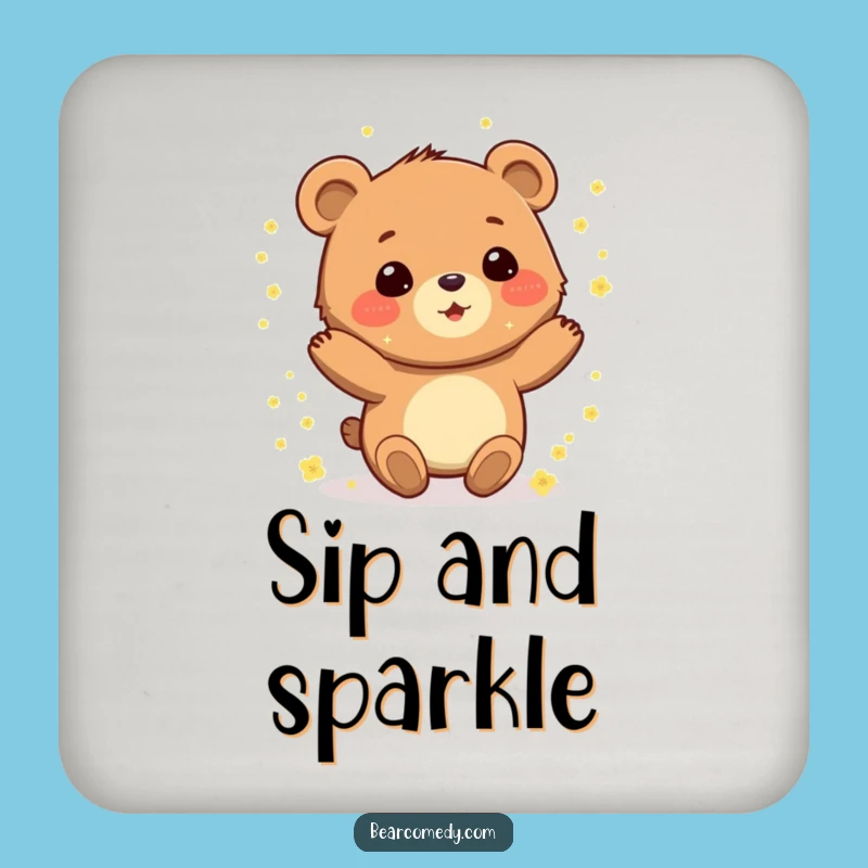 Funny Pollen Bear Drink Coaster: Protect Surfaces with Nature's Sparkle
