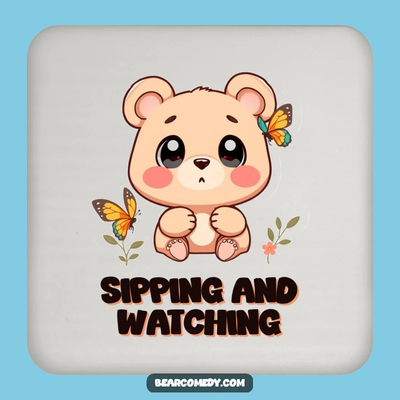 Funny Wondering Bear Butterfly Coasters: Protect Surfaces with Charm