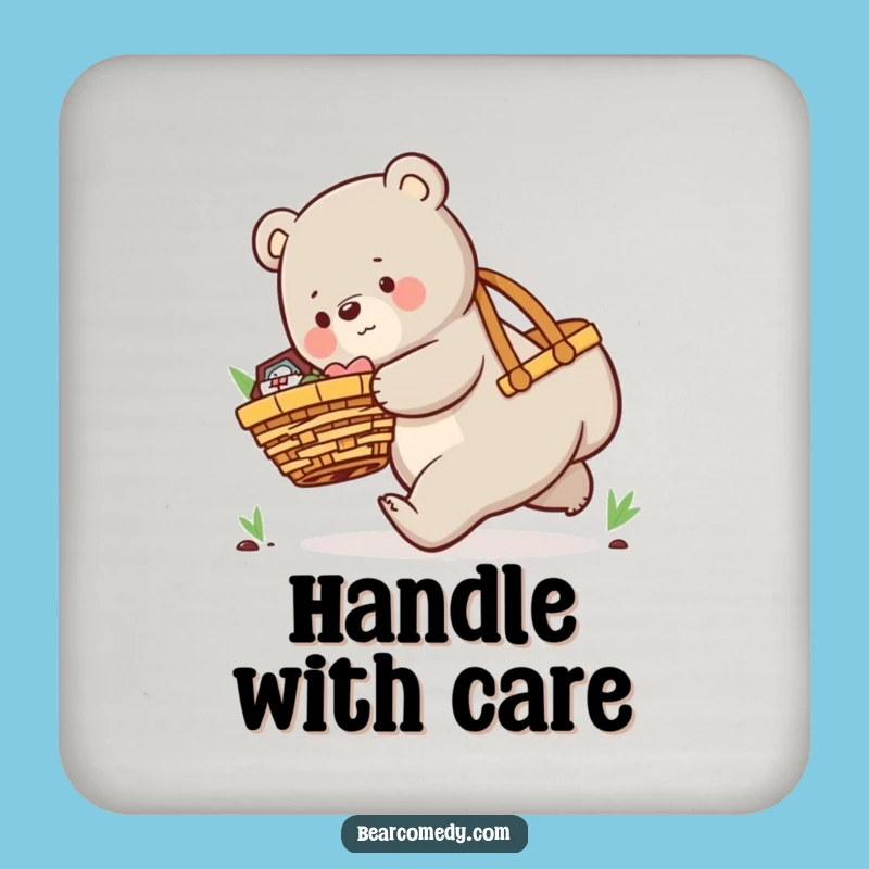 Funny Picnic Bear Drink Coaster: Protect Surfaces with Comical Outdoor Fun