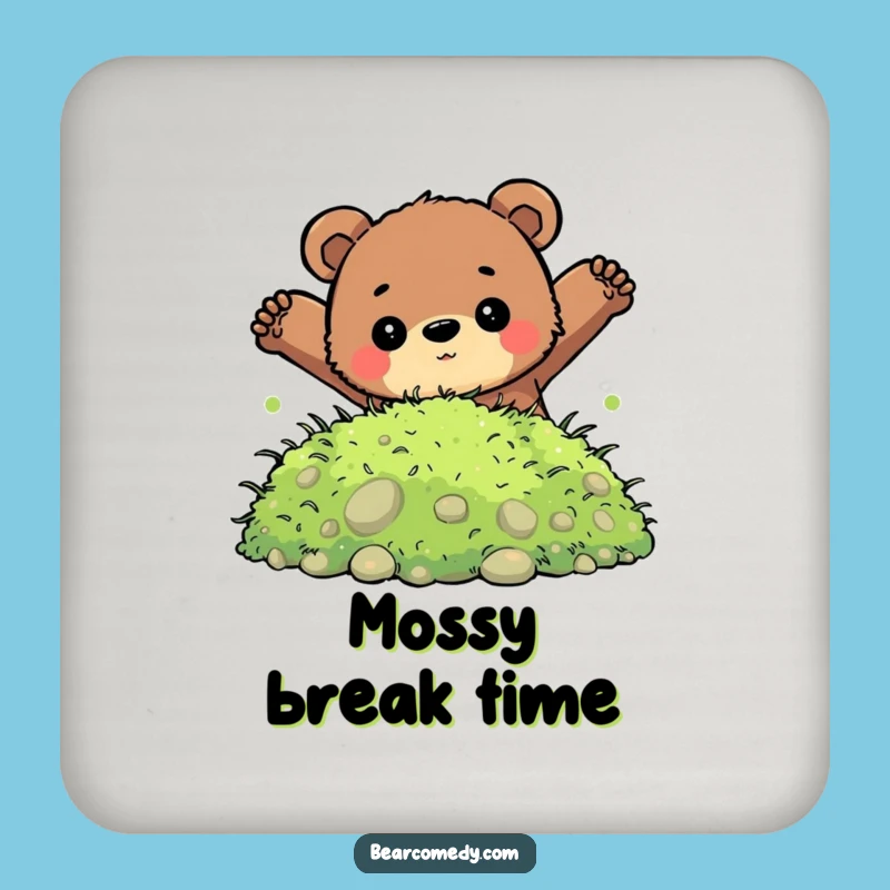 Funny Determined Bear Moss Jump Coaster: Protect Surfaces with Bravery Gift