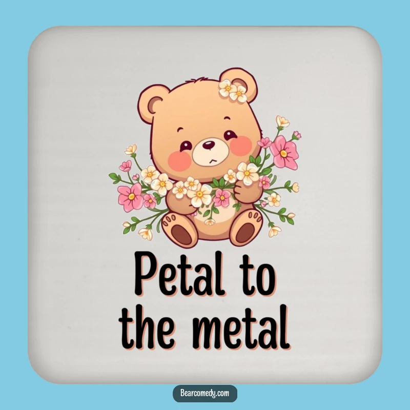Funny Bear Flower Garland Coaster: Tangled Bear Art, Protect Surfaces Funny Gift!