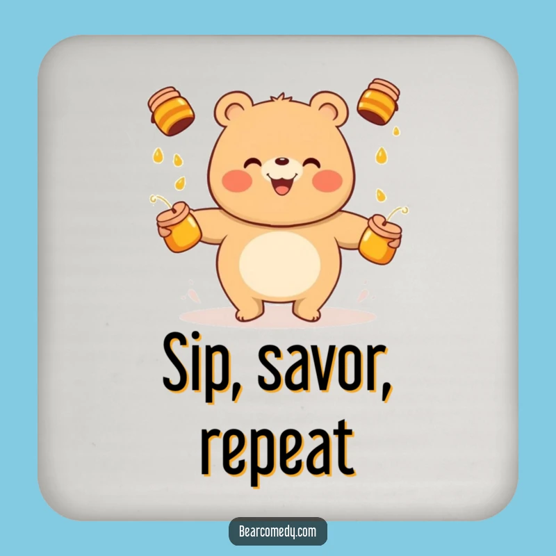 Protect Your Surfaces with Fun: Funny Bear Juggling Honey Pots Coasters
