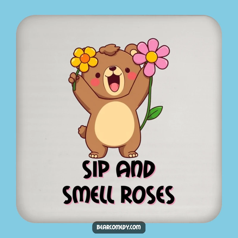 Funny Bear Coaster - Proud Roar Art, Flower Holder Protection