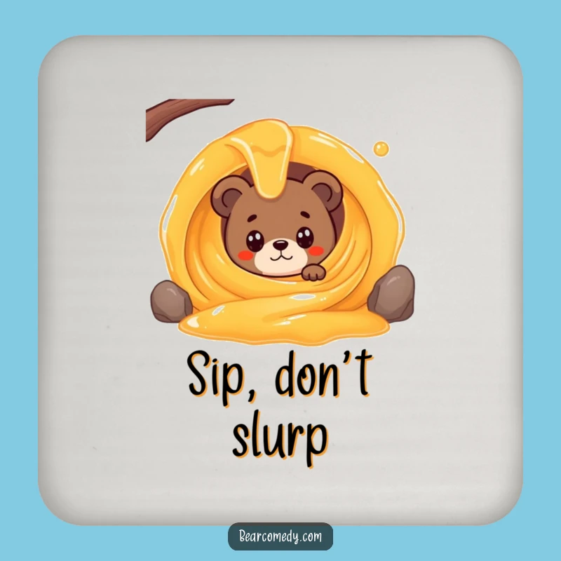 Funny Bear Honey Drink Coaster: Protect Surfaces with Sweet, Hilarious Style