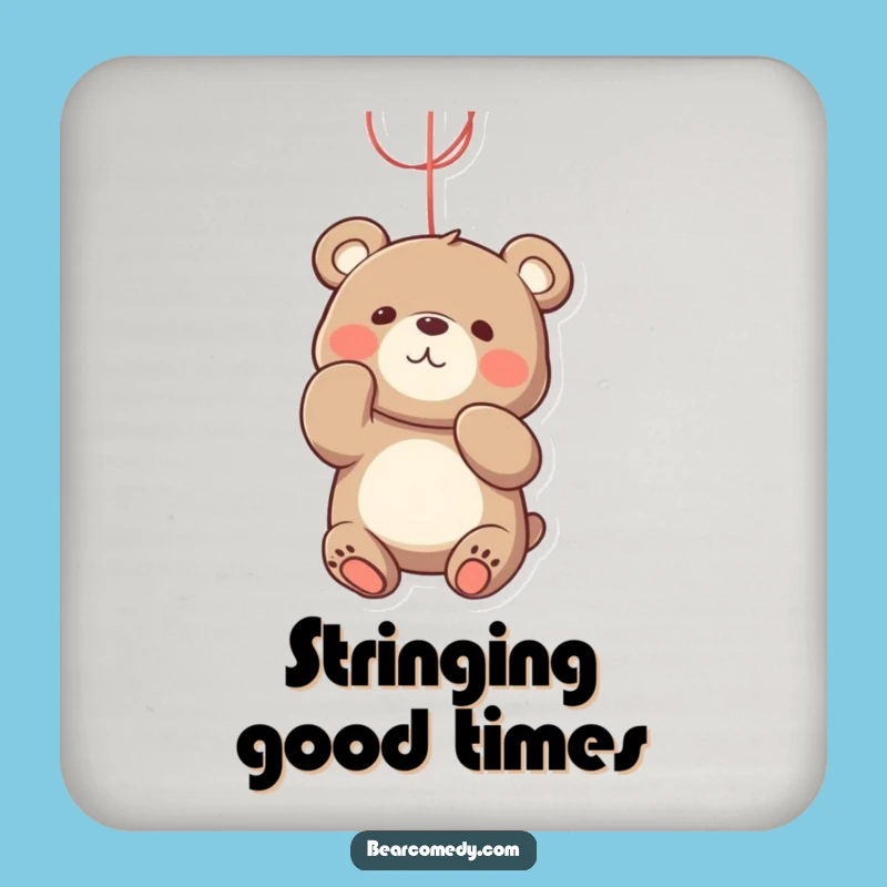 Funny Bear String Batting Coaster - Protect Surfaces with Playfulness