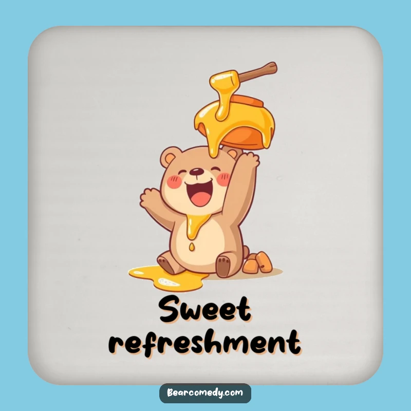 Funny Bear Honey Pot Coaster: Protect Surfaces with a Side of Humor
