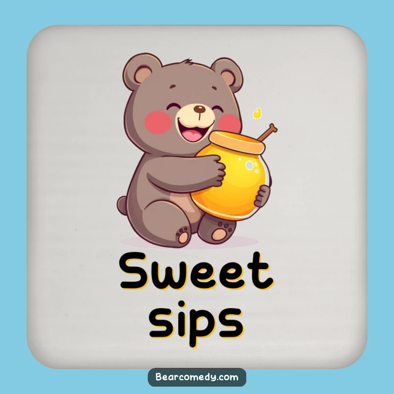 Funny Honey Bear Drink Coaster: Protect Surfaces with Sweet, Hilarious Flair