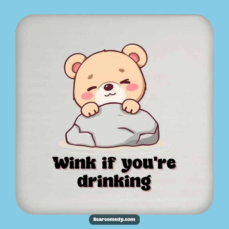 Funny Mischievous Bear Wink Coasters: Protect Surfaces with Playful Style