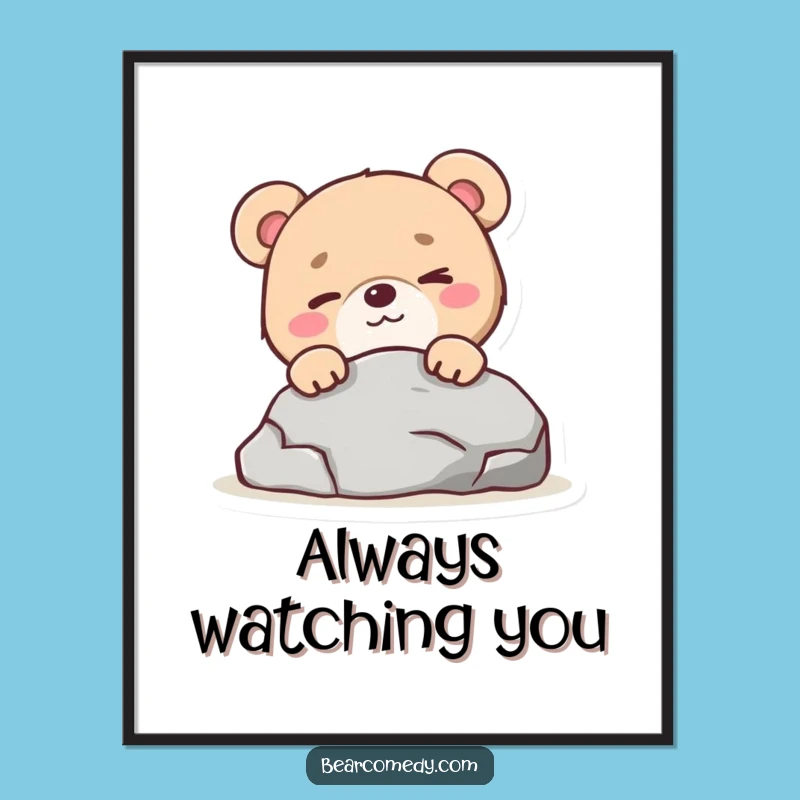 Funny Mischievous Bear Wink Poster: Add Playful Intrigue to Your Walls